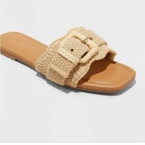 Women's Linda Raffia Buckle Slide Sandals - Universal Thread™ Tan 
Size 11 New